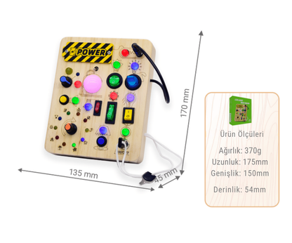 OYİLO® Zeka & Motor Becerileri Geliştirici Oyuncak Pano (LED Işıklı)